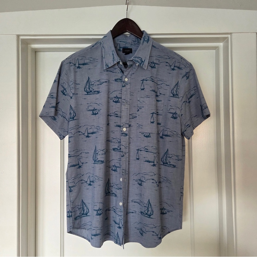J.Crew Short Sleeve Button Down Shirt | Ship Print | M